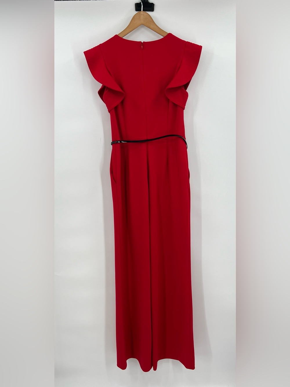 Red flutter sleeve wide leg jumpsuit 8 wedding guest formal dinner cocktail - Picture 4 of 14